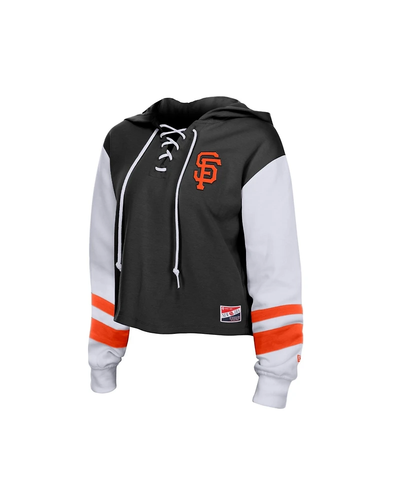 New Era Women's Black San Francisco Giants Boxy Lace-Up Hoodie