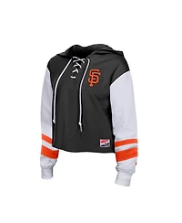 New Era Women's Black San Francisco Giants Boxy Lace-Up Hoodie