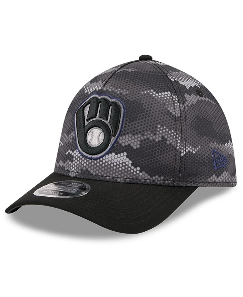 New Era Men's Black Milwaukee Brewers Camo 39THIRTY A-Frame Flex Hat