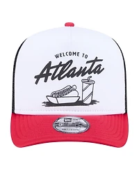 New Era Men's White/Red Atlanta Braves Foodie A-Frame 9FIFTY Trucker Snapback Hat