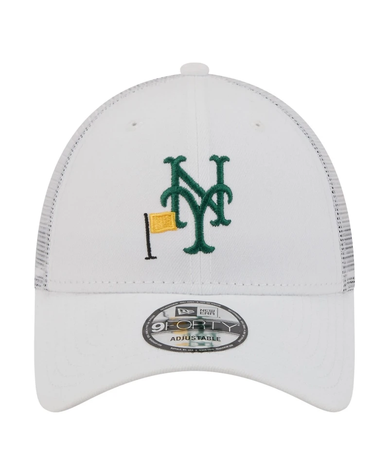 New Era Men's White New York Mets Flag 9FORTY Trucker Adjustable Hat