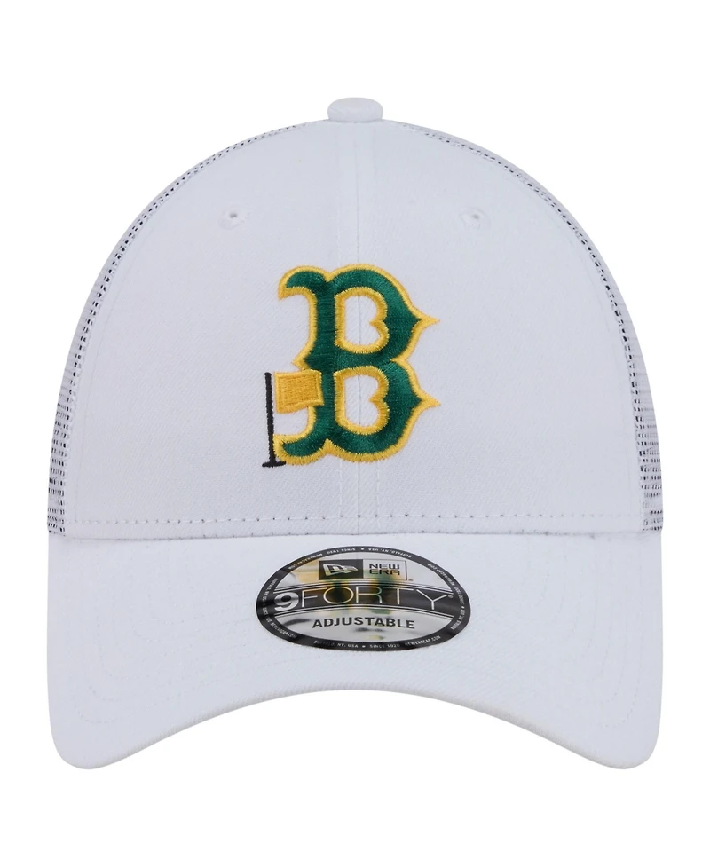 New Era Men's White Boston Red Sox Flag 9FORTY Trucker Adjustable Hat