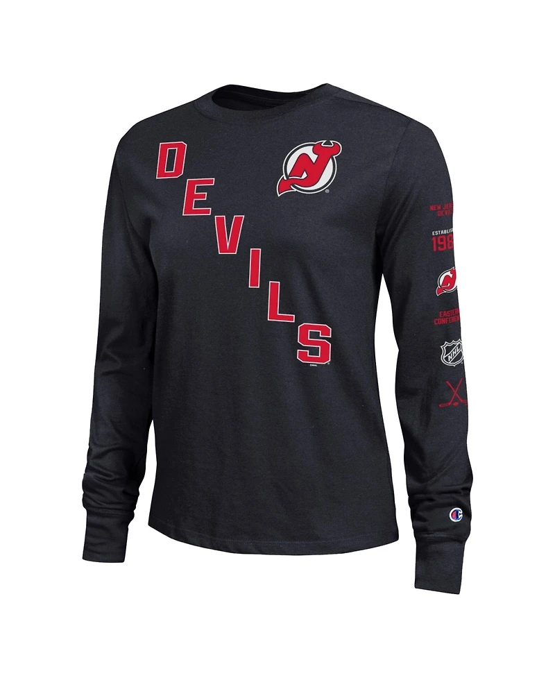 Champion Women's Black New Jersey Devils 2-Hit Long Sleeve T-Shirt