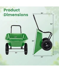 2-Tire Wheelbarrow Garden Cart Heavy-Duty Utility Dolly for Landscaping & Yard Work