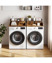 homfan Laundry Countertop, 54 Inch Wood Washer Dryer Topper with 2 Tier Shelf for Room
