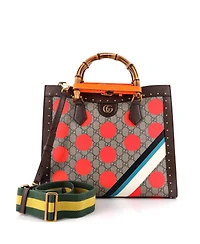 Pre-Owned Gucci Medium Diana Nm Bamboo Handle Tote Printed Gg Coated Canvas and Studded Leather