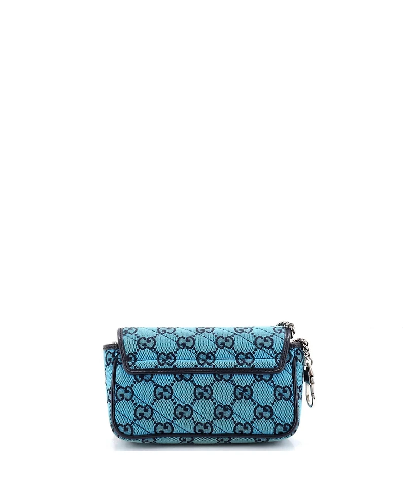 Pre-Owned Gucci Super Mini Gg Marmont Flap Bag Diagonal Quilted Gg Canvas