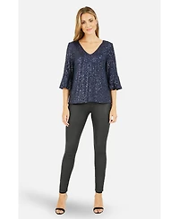 Yumi Women's Sequin Relaxed Fit Top