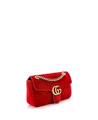 Pre-Owned Gucci Small Gg Marmont Flap Bag Matelasse Velvet