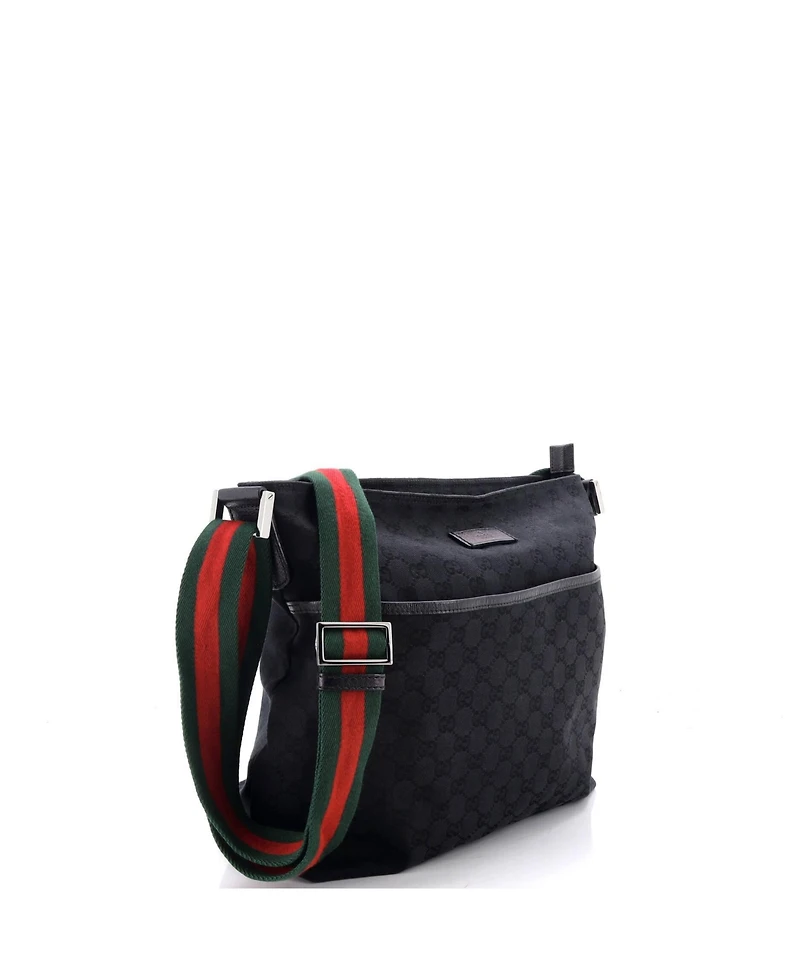 Pre-Owned Gucci Medium Front Pocket Web Messenger Gg Canvas