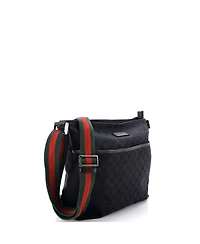 Pre-Owned Gucci Medium Front Pocket Web Messenger Gg Canvas