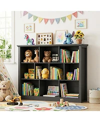 Aheaplus 10 Cubes Storage Bookshelf, Floor Standing Bookcase