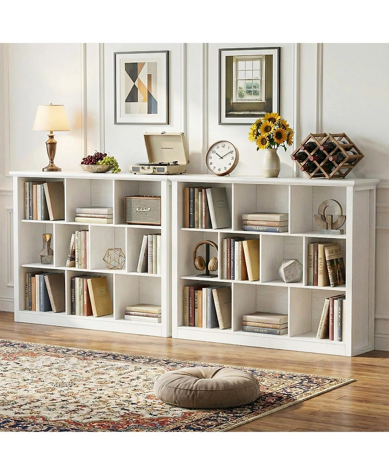 Aheaplus 10 Cubes Storage Bookshelf, Floor Standing Bookcase