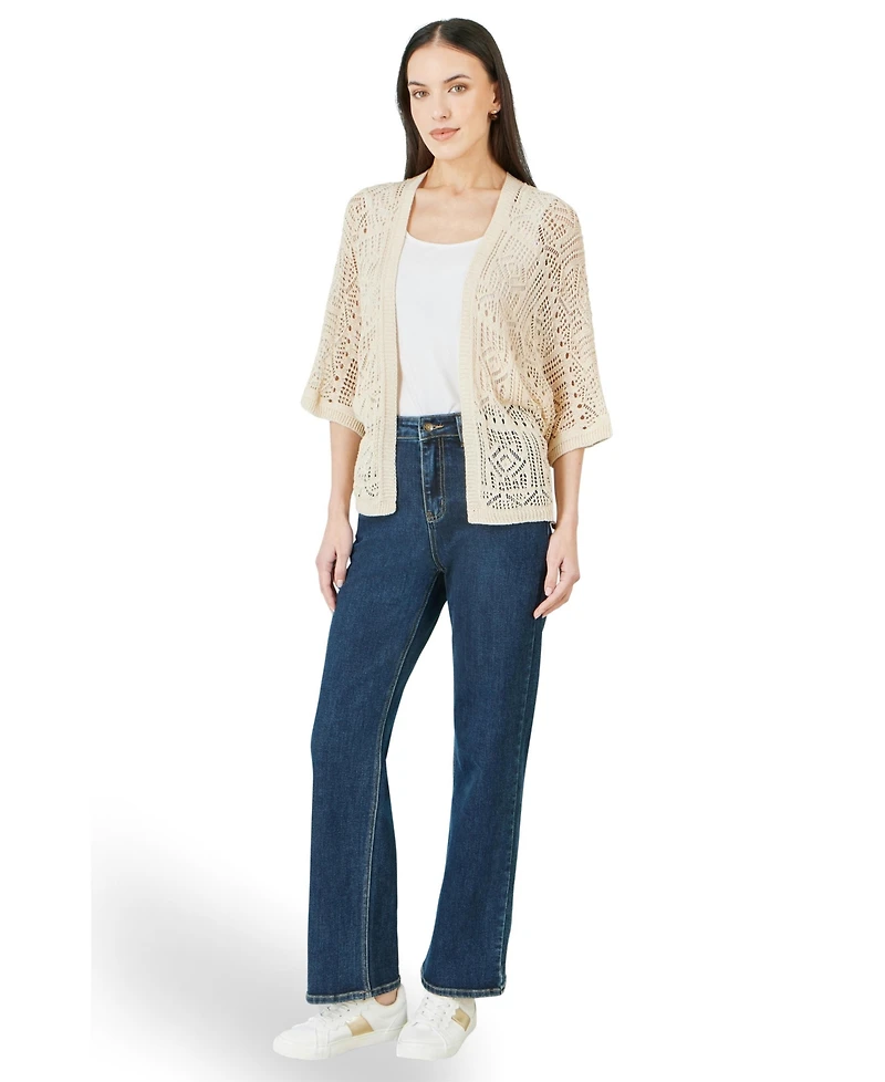 Yumi Women's Crochet Edge To Cardigan