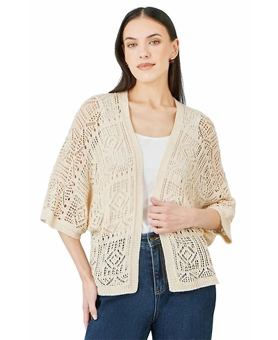 Yumi Women's Crochet Edge To Cardigan