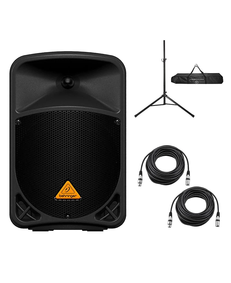 Behringer Eurolive 300W 2-Way Powered Pa Speaker System, Bundle with Speaker Stand and Microphone Cable