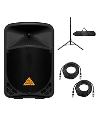 Behringer Eurolive 300W 2-Way Powered Pa Speaker System, Bundle with Speaker Stand and Microphone Cable