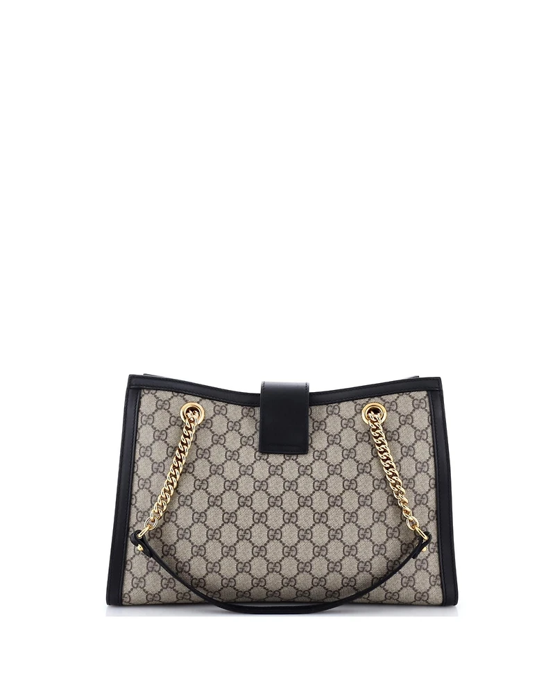 Pre-Owned Gucci Medium Padlock Chain Tote Gg Coated Canvas with Leather
