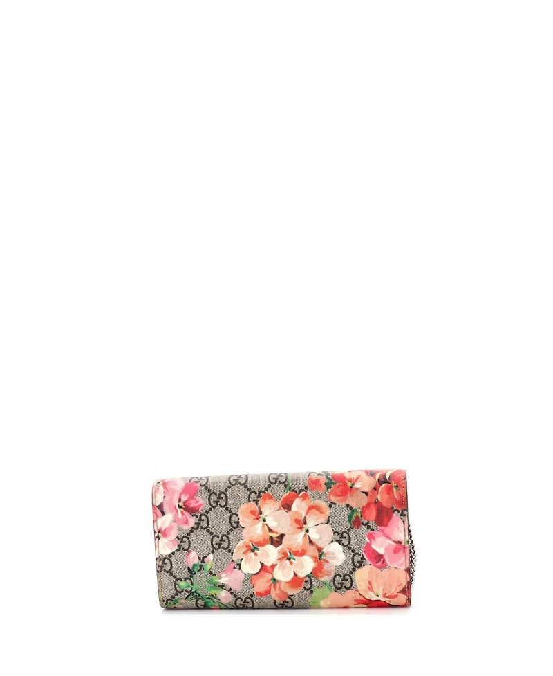 Pre-Owned Gucci Long Dionysus Chain Wallet Blooms Print Gg Coated Canvas