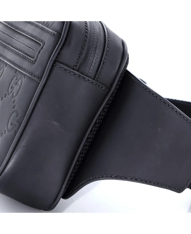 Pre-Owned Gucci Front Zip Belt Bag Gg Rubber Effect Leather