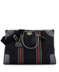 Pre-Owned Gucci Large Bauletto Duffle Bag Gg Canvas with Leather