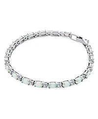 Bling Jewelry Solitaire Round Created Opal Tennis Bracelet Sterling Silver