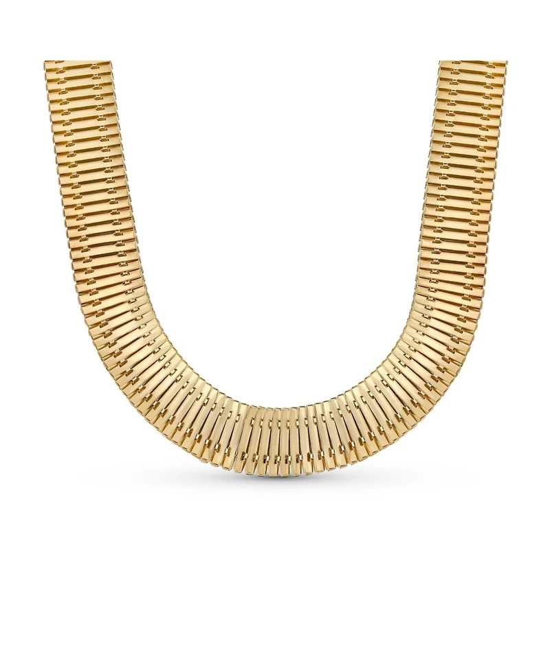 Bling Jewelry Flexible Contoured Fit Collar Gold Tone Herringbone Snake Chain Omega Choker Necklace 15 inch