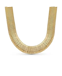 Bling Jewelry Flexible Contoured Fit Collar Gold Tone Herringbone Snake Chain Omega Choker Necklace 15 inch