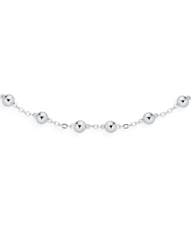 Bling Jewelry Delicate Sturdy Petite 3MM Round Ball Bead Station Chain Anklet Hot Wife Ankle Bracelet .925 Sterling Silver Made In Italy