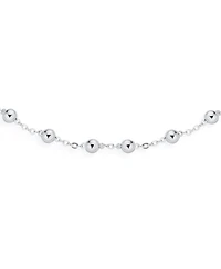 Bling Jewelry Delicate Sturdy Petite 3MM Round Ball Bead Station Chain Anklet Hot Wife Ankle Bracelet .925 Sterling Silver Made In Italy