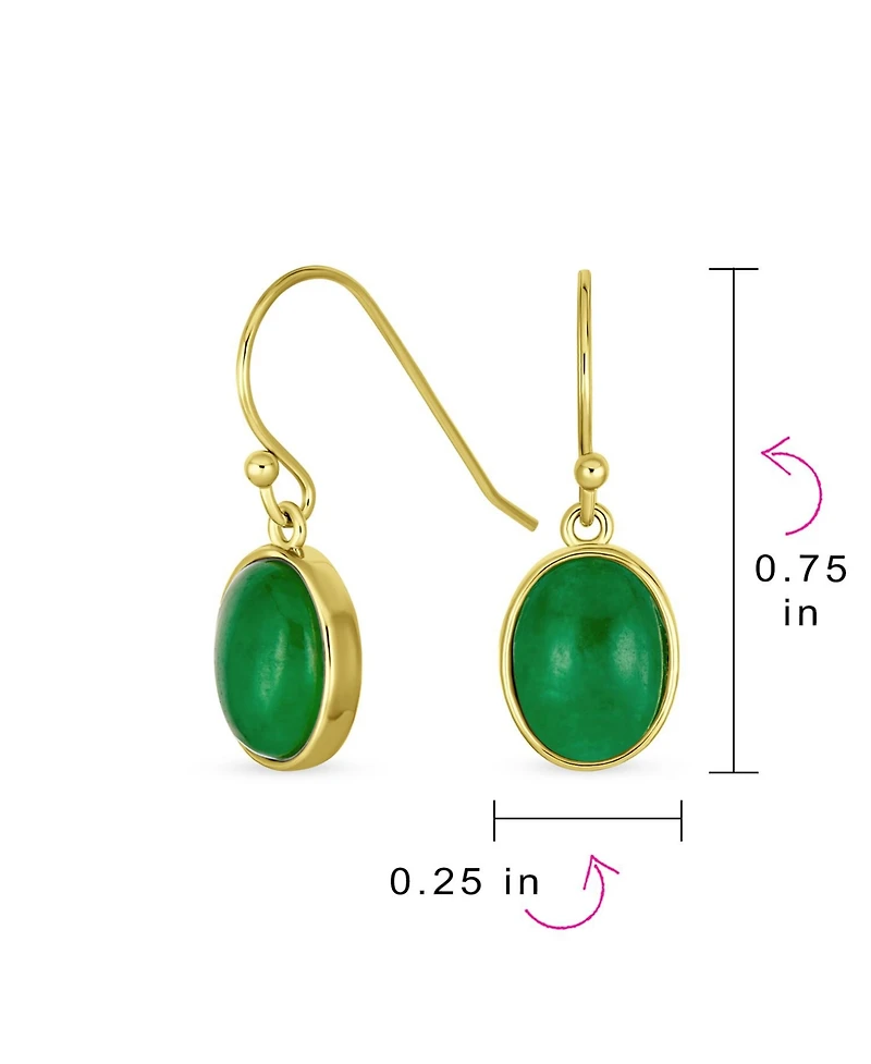 Bling Jewelry Classic Elegant Natural Stone Bezel Set Oval Cabochon Drop Earrings Gold Plated Sterling Silver Wire Fish Hook