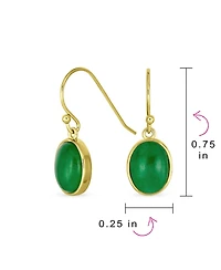 Bling Jewelry Classic Elegant Natural Stone Bezel Set Oval Cabochon Drop Earrings Gold Plated Sterling Silver Wire Fish Hook