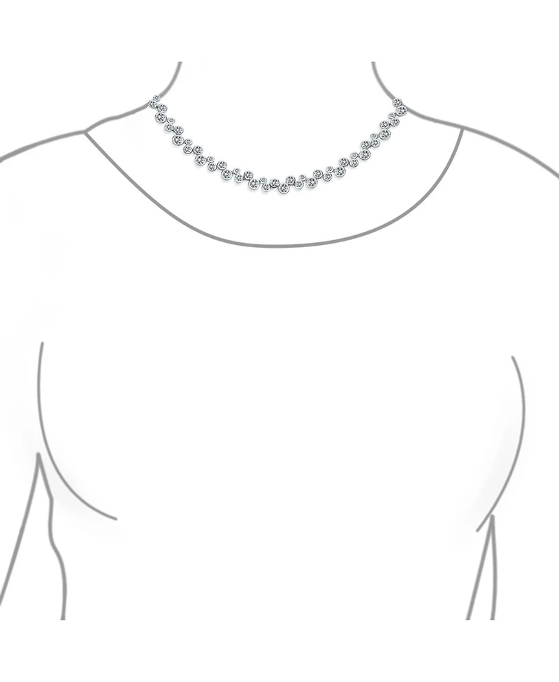 Bling Jewelry Modern Bride Zig Zag Cocktail Cz Round Bubble Bezel Set Zirconia Tennis Necklace 16 Inch