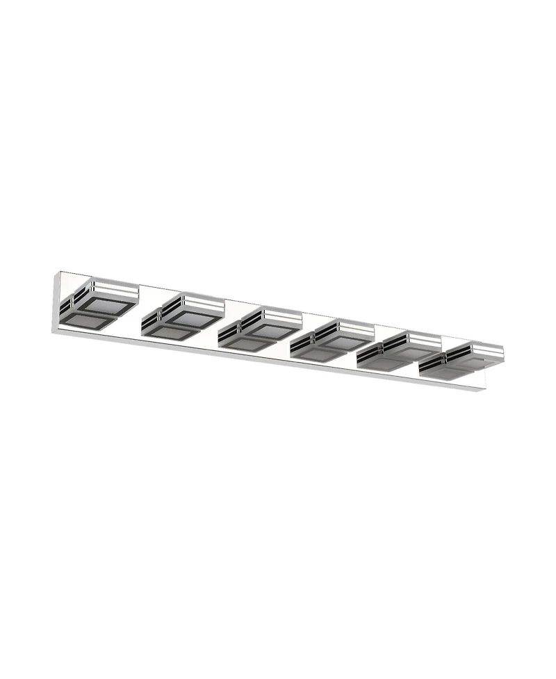 Busdays 39 Inch Modern Led Vanity Light 6 Lights Square Acrylic Lampshades Wall Mount Bathroom Mirror Lighting Fixture