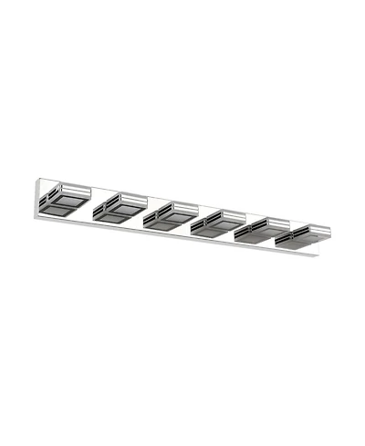 Busdays 39 Inch Modern Led Vanity Light 6 Lights Square Acrylic Lampshades Wall Mount Bathroom Mirror Lighting Fixture