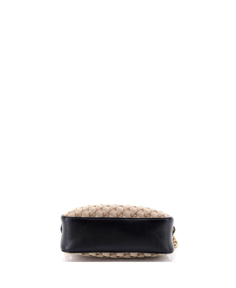 Pre-Owned Gucci Small Gg Marmont Shoulder Bag Diagonal Quilted Gg Canvas with Leather