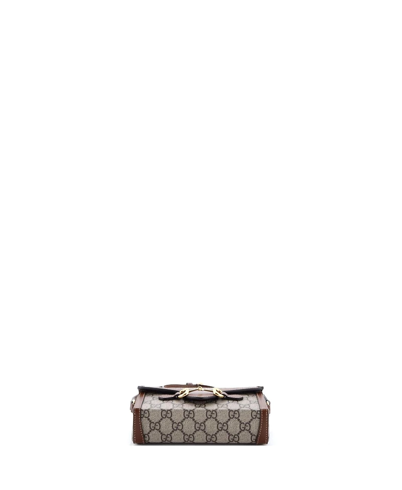 Pre-Owned Gucci Mini Horsebit 1955 Flap Crossbody Bag Gg Coated Canvas