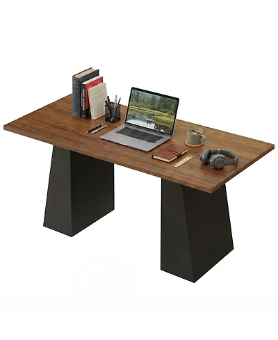 Homcom 63 Inch Computer Desk with Trapezoidal Frame