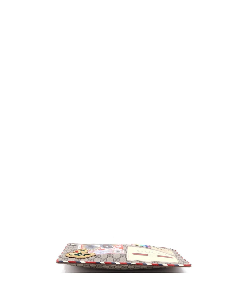Pre-Owned Gucci Courrier Pouch Gg Coated Canvas with Applique