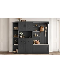 Streamdale Furniture 2-in-1 Hall Cabinet or Tree with Storage and 4 Hooks
