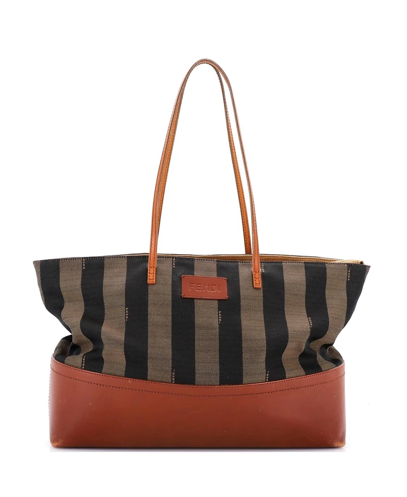 Pre-Owned Fendi Pequin Roll Tote Canvas and Leather