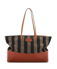 Pre-Owned Fendi Pequin Roll Tote Canvas and Leather