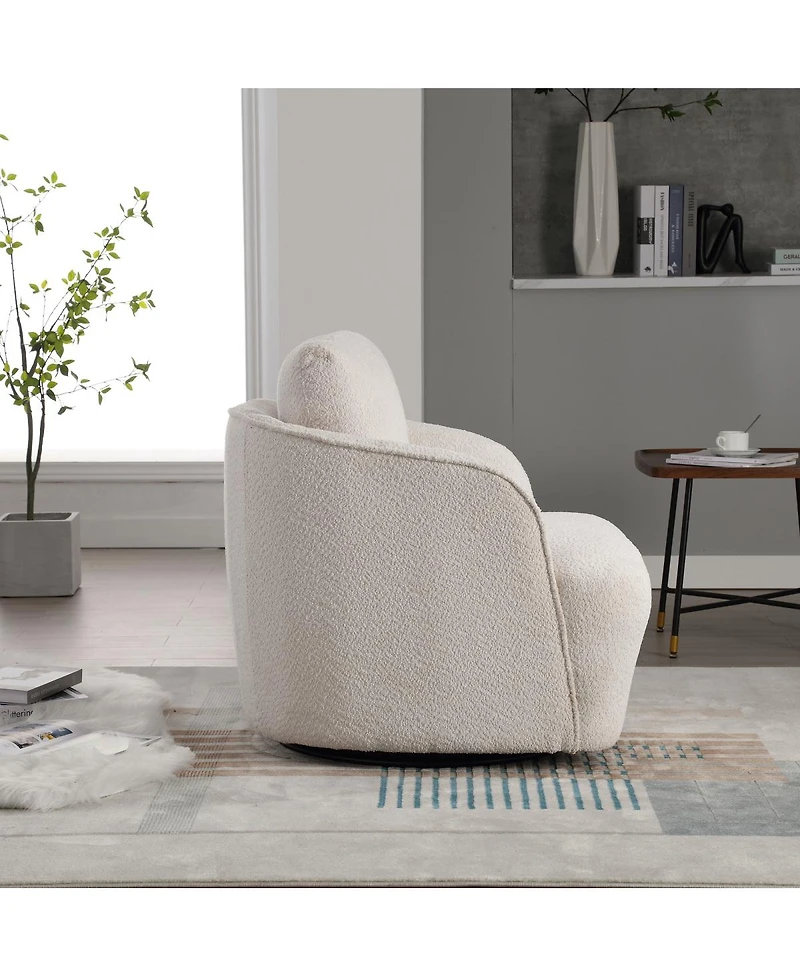 Streamdale Furniture Boucle Upholstered 360degree(s) Swivel Barrel Accent Chair