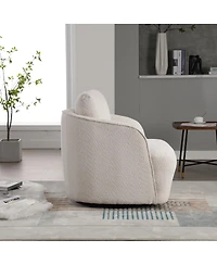 Streamdale Furniture Boucle Upholstered 360degree(s) Swivel Barrel Accent Chair