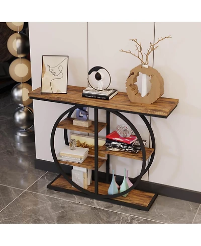 Streamdale Furniture 41.3 Inch Industrial Console Table with Storage Shelves