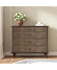 Streamdale Furniture Antique 4-Drawer Chest with Solid Wood Foot and Metal Knobs