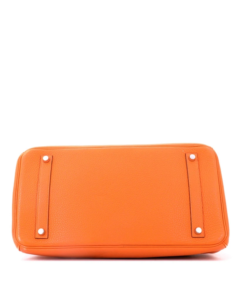 Pre-Owned HERMES Sirkin 35 Handbag Orange Clemence with Palladium Hardware