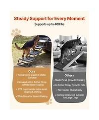 Cozito Dog Stairs for Car 4-Step Extra Wide Foldable Ramp for Large Dogs