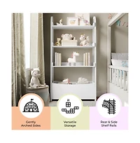 Buzz & Bloom Kids Open-Style Wood Bookshelf with 3 Shelves and Bottom Storage Bin