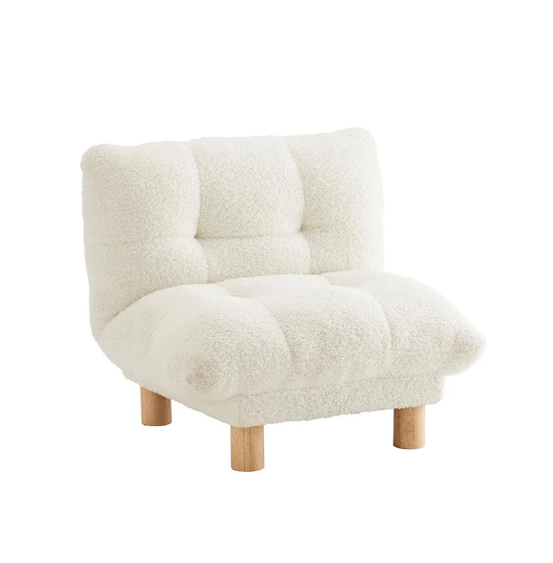 Buzz & Bloom Upholstered Cushioned Kids Chair with Tufted Seat and Back, Wood Legs